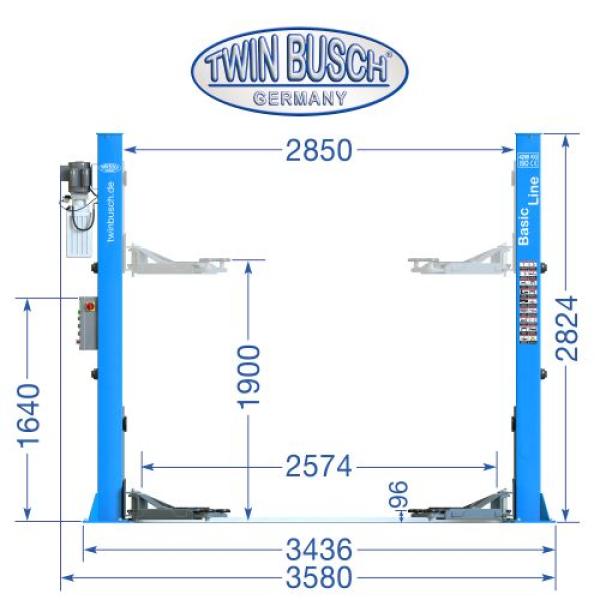 Twin Busch 2-Säulen-Hebebühne 4.2t – Basic-Line – automatische Entriegelung TW242E